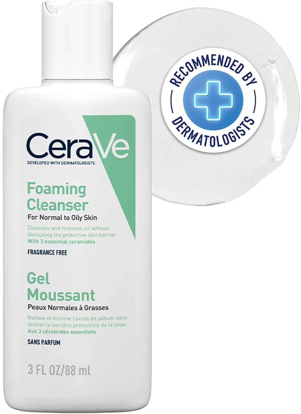CeraVe Foaming Cleanser Gel Face Wash 236ml, Oil Control For Normal to Oily Skin, Removes Oil & Protects Skin Barrier, For Face + Body, Niacinamide + Ceramides, Fragrance Free