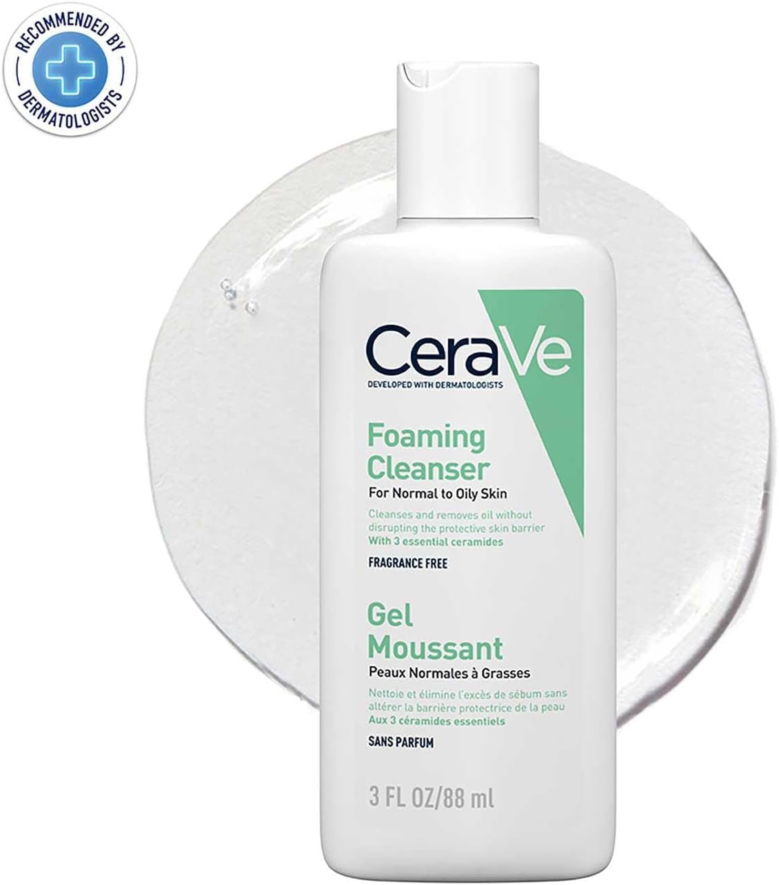 CeraVe Foaming Cleanser Gel Face Wash 236ml, Oil Control For Normal to Oily Skin, Removes Oil & Protects Skin Barrier, For Face + Body, Niacinamide + Ceramides, Fragrance Free
