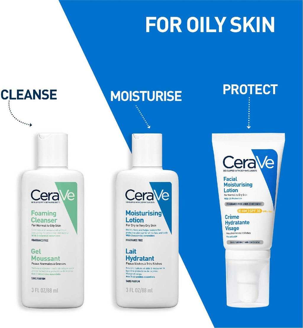 CeraVe Foaming Cleanser Gel Face Wash 236ml, Oil Control For Normal to Oily Skin, Removes Oil & Protects Skin Barrier, For Face + Body, Niacinamide + Ceramides, Fragrance Free