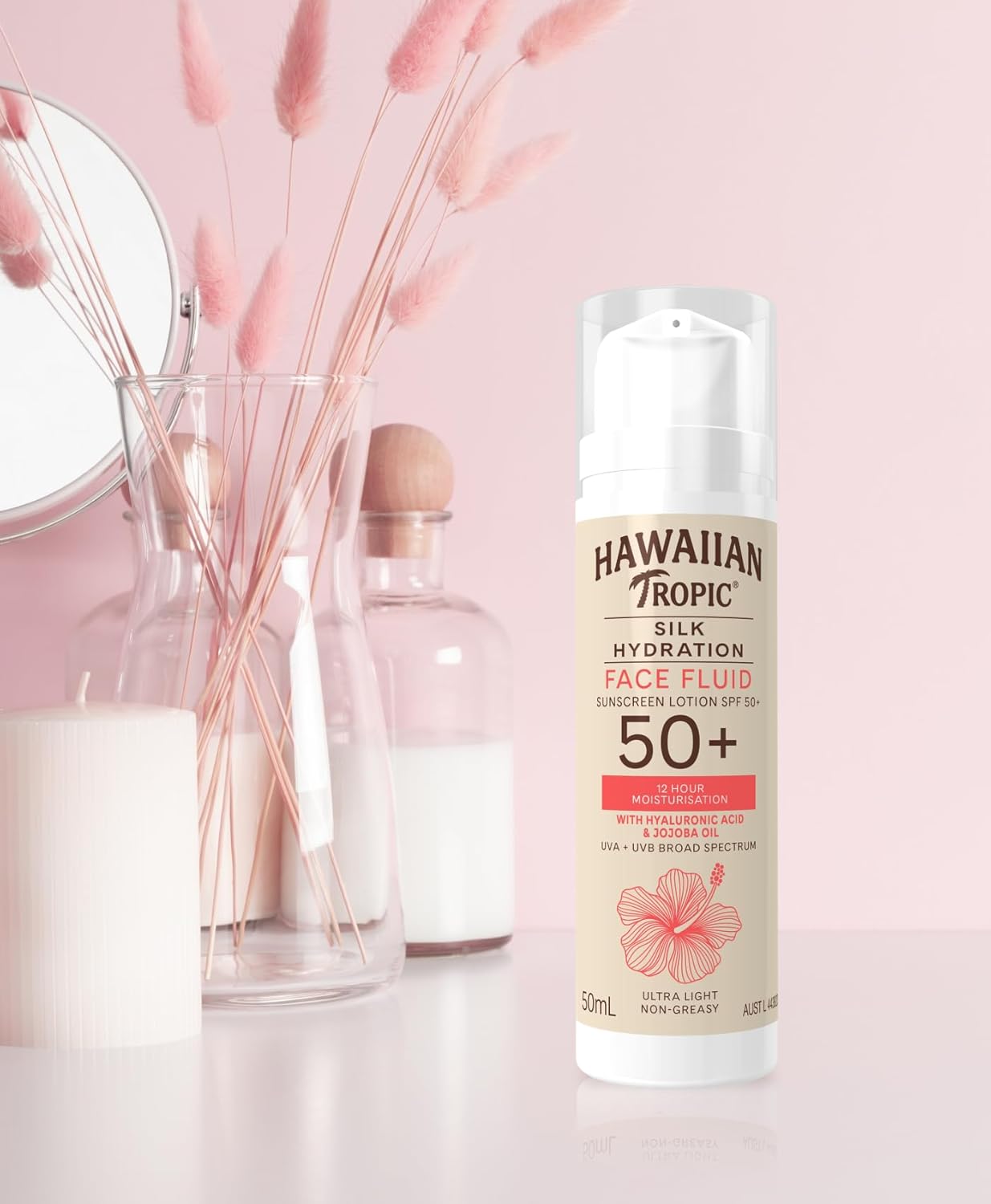 Hawaiian Tropic Silk Hydration Sunscreen Lotion SPF50+ 180ml, 12-Moisture, Non-Greasy, 4-Hour Water Resistant