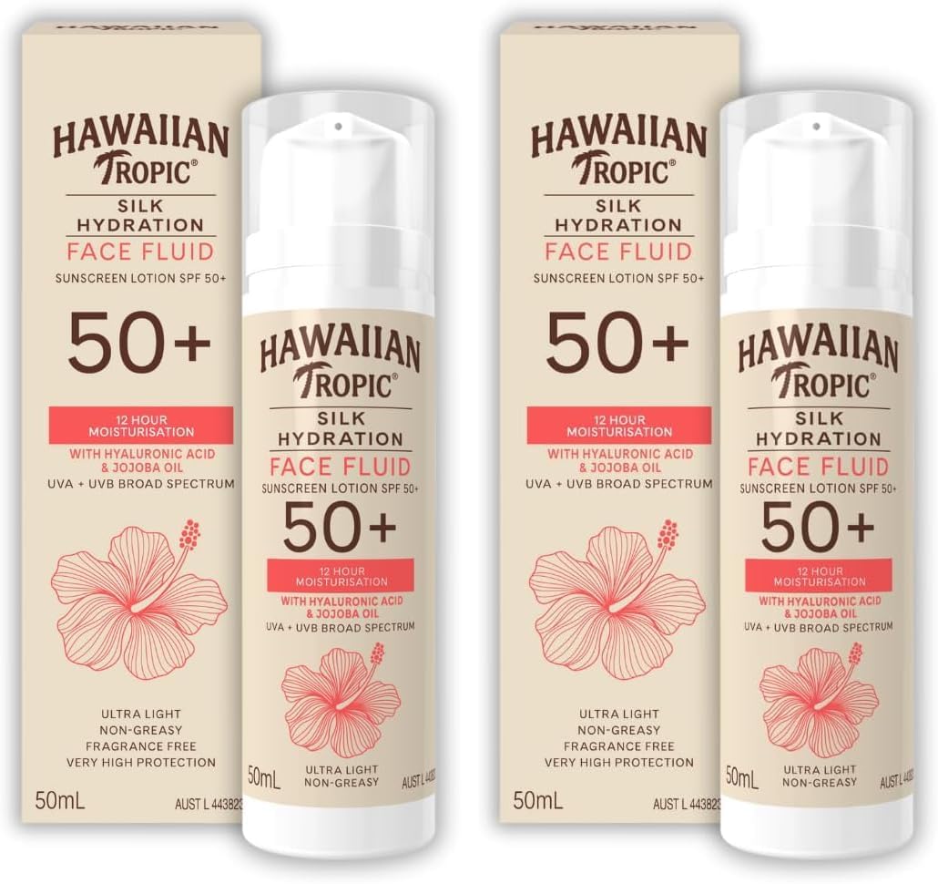 Hawaiian Tropic Silk Hydration Sunscreen Lotion SPF50+ 180ml, 12-Moisture, Non-Greasy, 4-Hour Water Resistant