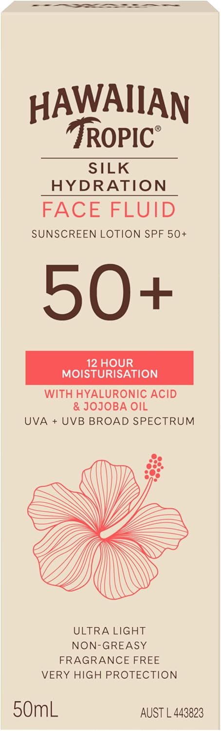 Hawaiian Tropic Silk Hydration Sunscreen Lotion SPF50+ 180ml, 12-Moisture, Non-Greasy, 4-Hour Water Resistant