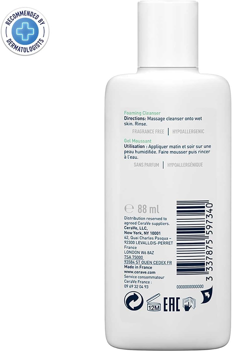 CeraVe Foaming Cleanser Gel Face Wash 236ml, Oil Control For Normal to Oily Skin, Removes Oil & Protects Skin Barrier, For Face + Body, Niacinamide + Ceramides, Fragrance Free