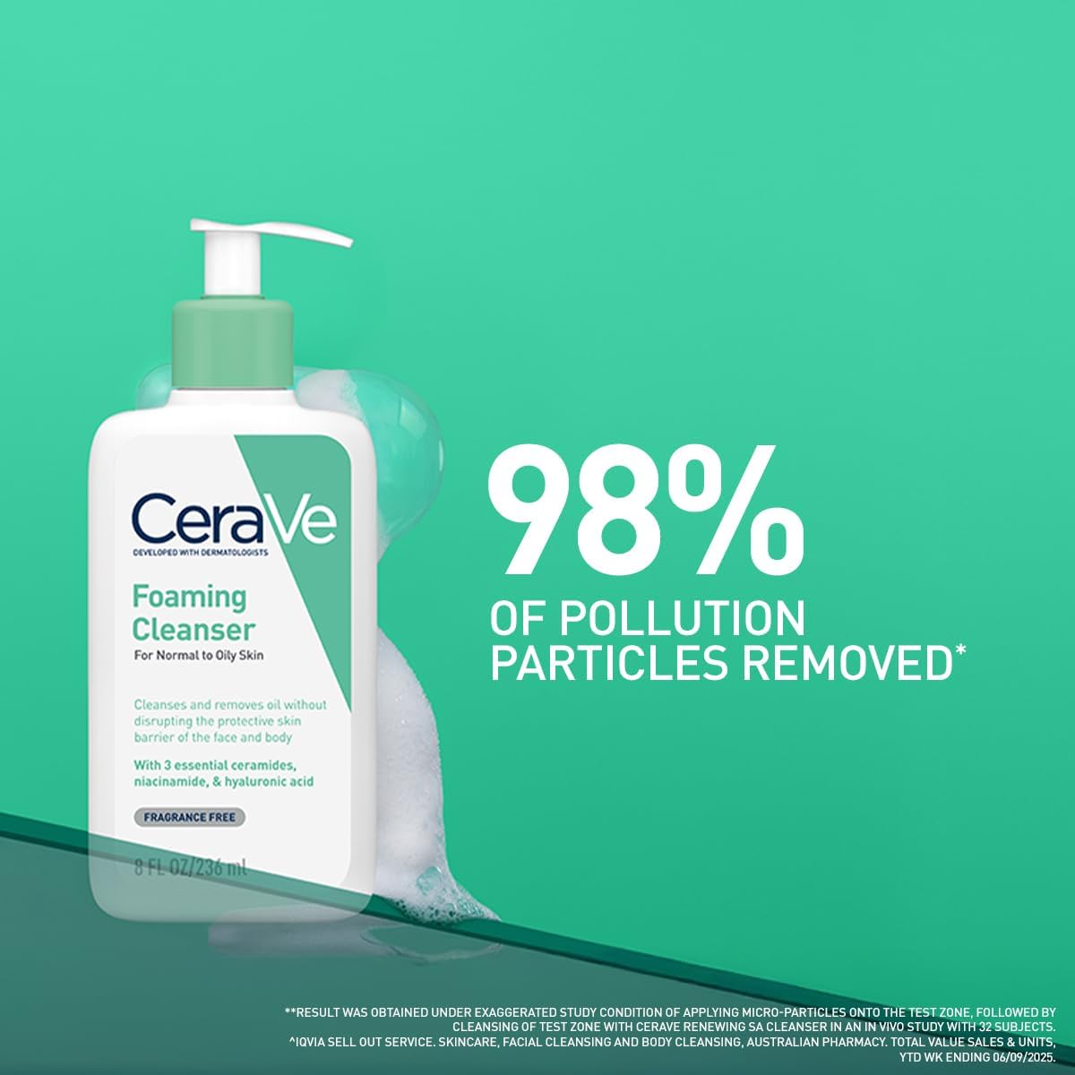 CeraVe Foaming Cleanser Gel Face Wash 236ml, Oil Control For Normal to Oily Skin, Removes Oil & Protects Skin Barrier, For Face + Body, Niacinamide + Ceramides, Fragrance Free
