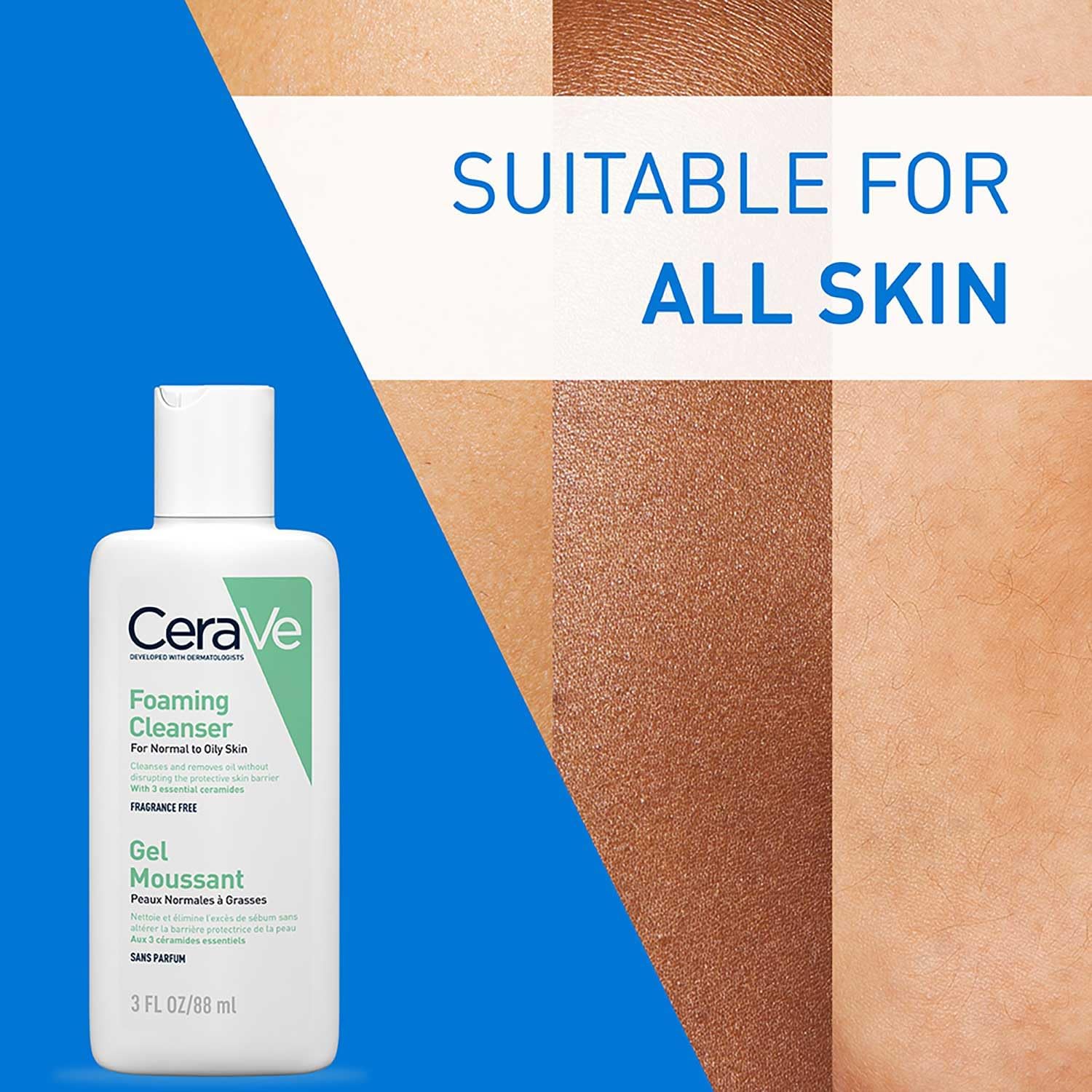 CeraVe Foaming Cleanser Gel Face Wash 236ml, Oil Control For Normal to Oily Skin, Removes Oil & Protects Skin Barrier, For Face + Body, Niacinamide + Ceramides, Fragrance Free