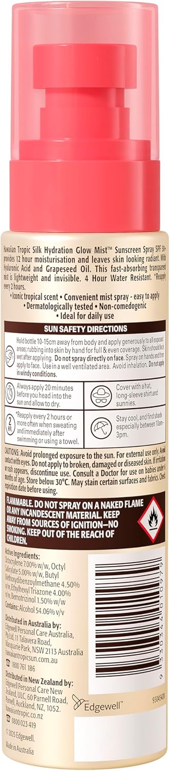 Hawaiian Tropic Silk Hydration Sunscreen Lotion SPF50+ 180ml, 12-Moisture, Non-Greasy, 4-Hour Water Resistant