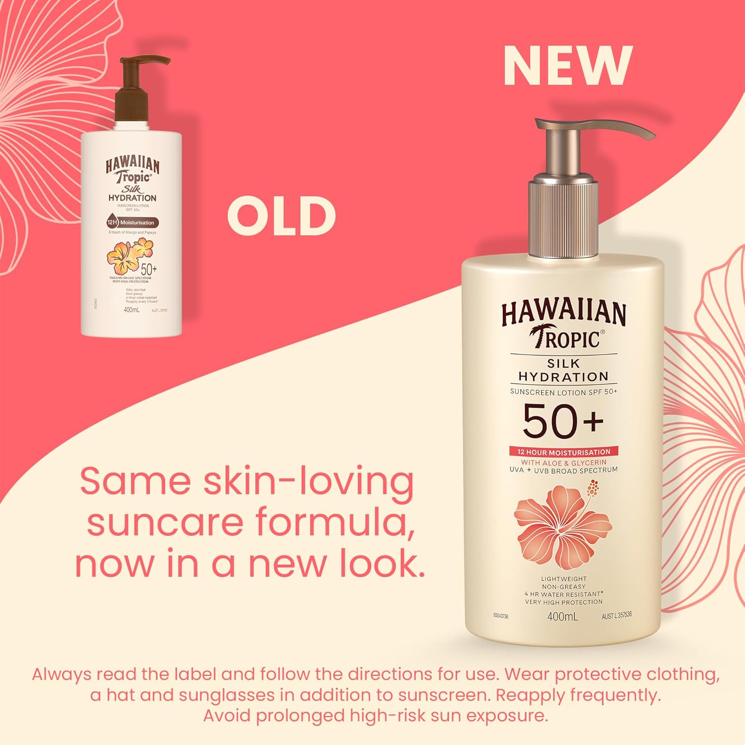 Hawaiian Tropic Silk Hydration Sunscreen Lotion SPF50+ 180ml, 12-Moisture, Non-Greasy, 4-Hour Water Resistant