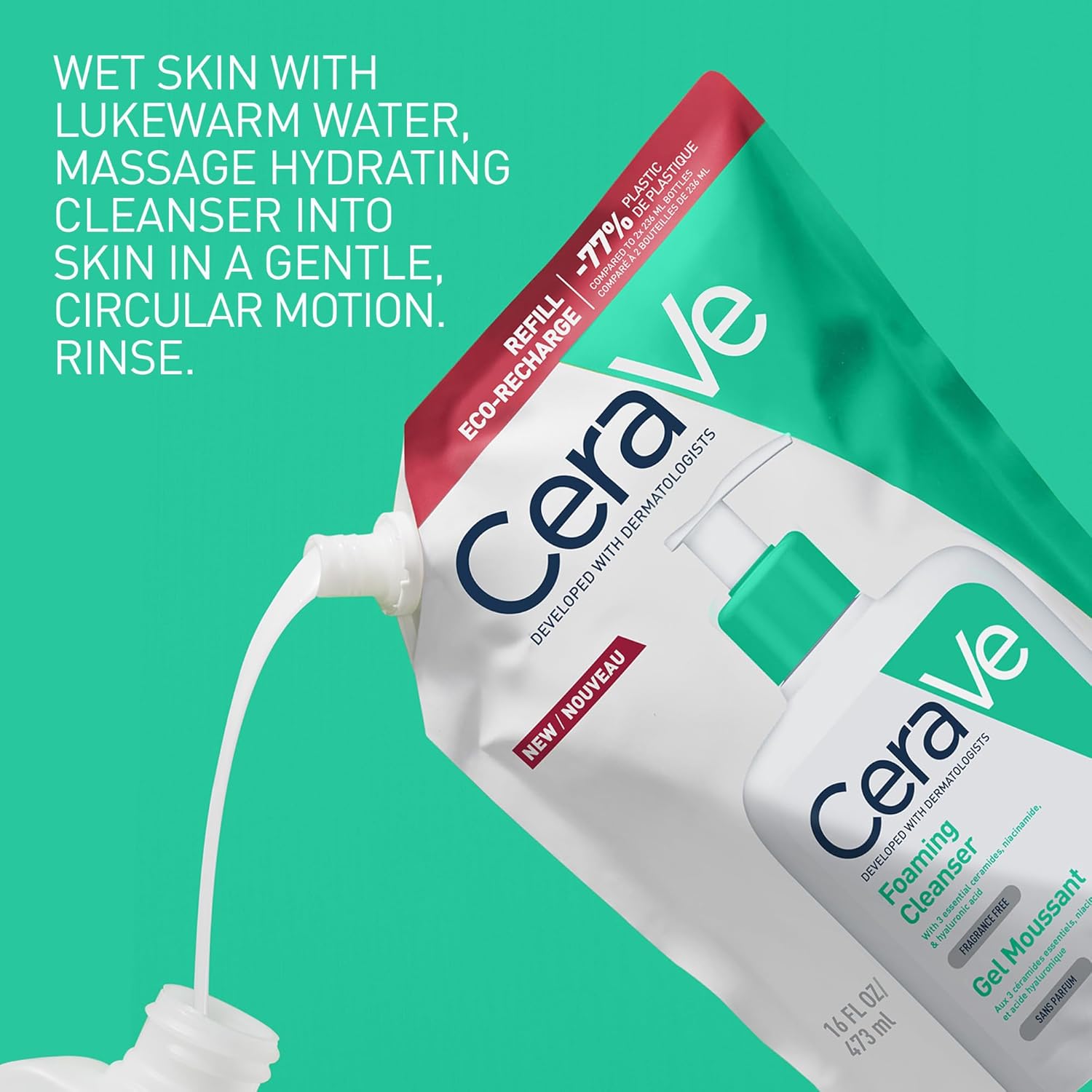 CeraVe Foaming Cleanser Gel Face Wash 236ml, Oil Control For Normal to Oily Skin, Removes Oil & Protects Skin Barrier, For Face + Body, Niacinamide + Ceramides, Fragrance Free