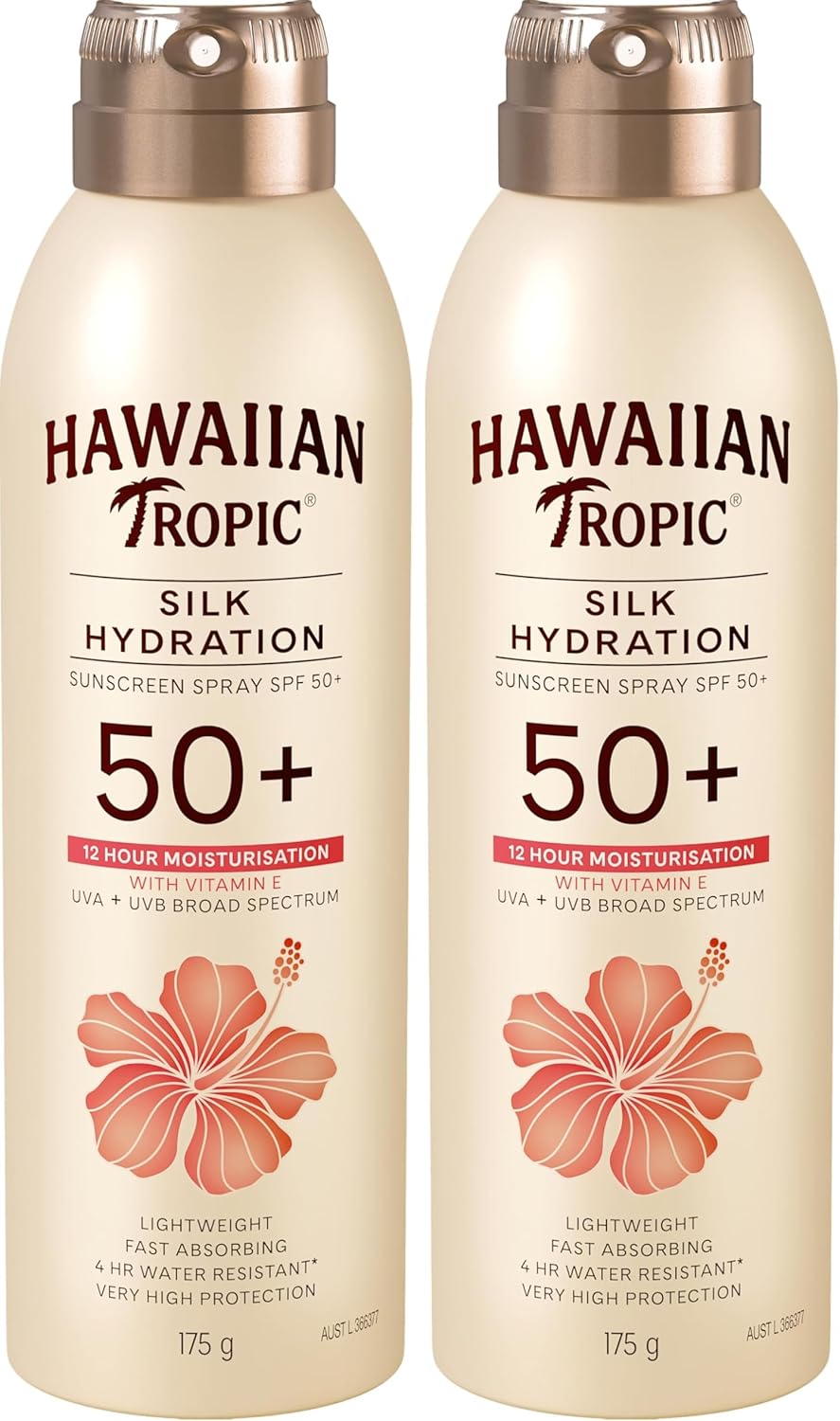 Hawaiian Tropic Silk Hydration Sunscreen Lotion SPF50+ 180ml, 12-Moisture, Non-Greasy, 4-Hour Water Resistant