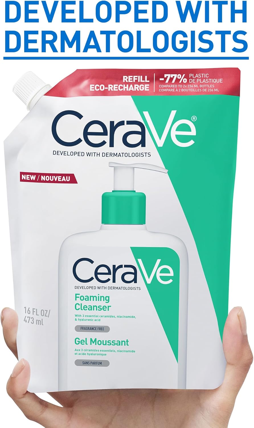 CeraVe Foaming Cleanser Gel Face Wash 236ml, Oil Control For Normal to Oily Skin, Removes Oil & Protects Skin Barrier, For Face + Body, Niacinamide + Ceramides, Fragrance Free