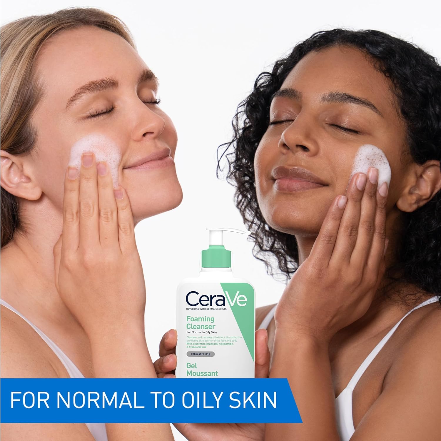 CeraVe Foaming Cleanser Gel Face Wash 236ml, Oil Control For Normal to Oily Skin, Removes Oil & Protects Skin Barrier, For Face + Body, Niacinamide + Ceramides, Fragrance Free