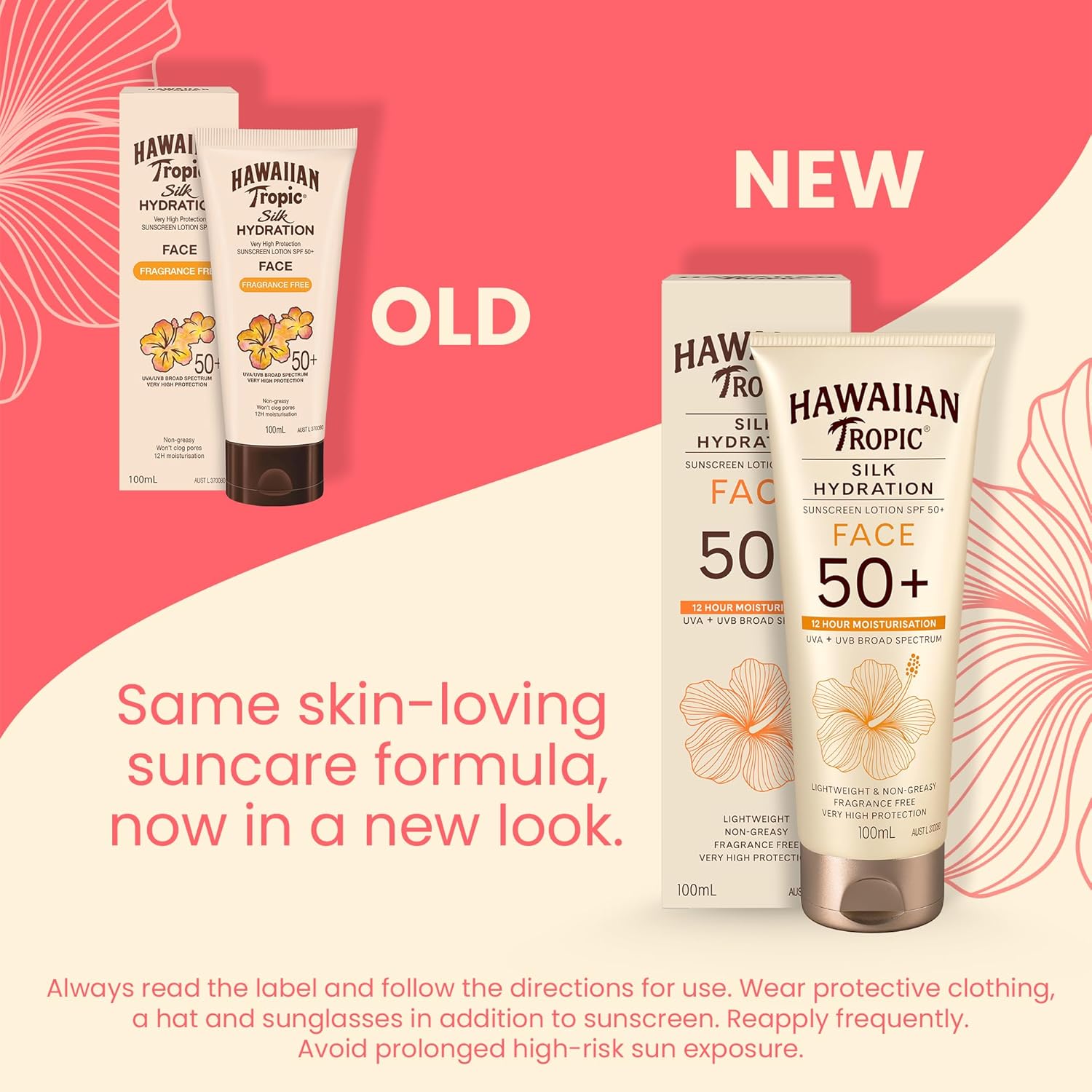 Hawaiian Tropic Silk Hydration Sunscreen Lotion SPF50+ 180ml, 12-Moisture, Non-Greasy, 4-Hour Water Resistant